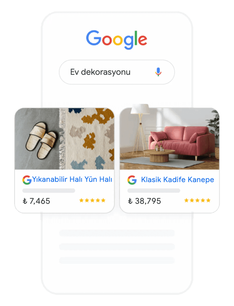 Ürünlerinizi Google Alışveriş reklamlarında görünür hale getiriyor, Merchant Center hesabınızı profesyonel olarak kuruyor ve yönetiyoruz.