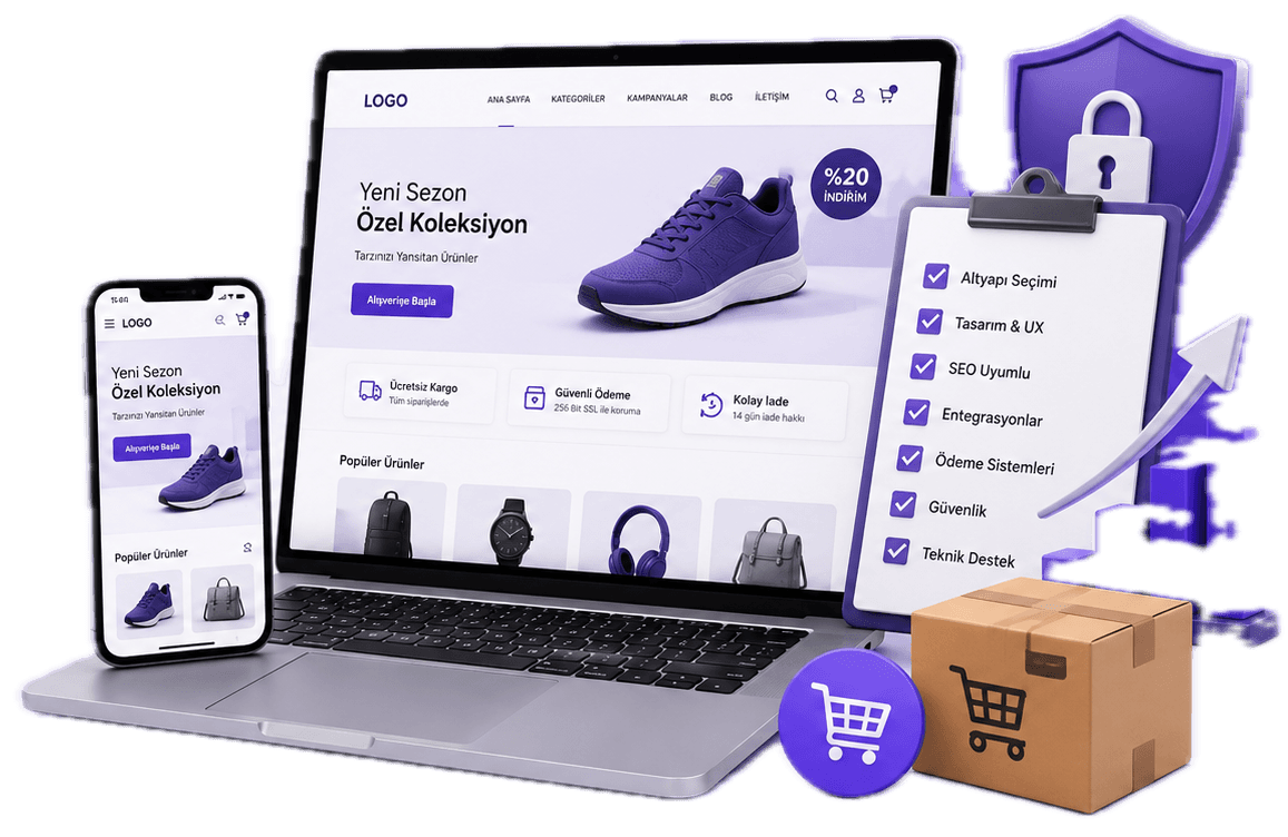E-ticaret sitesi yaptırmadan önce dikkat edilmesi gereken kritik noktaları öğrenin. Altyapı, tasarım, entegrasyon, SEO ve satış odaklı çözümler için rehber.