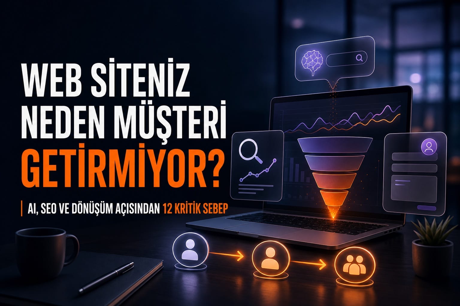 Web sitesi, SEO, AI görünürlüğü ve müşteri dönüşümü için metinsiz kapak görseli